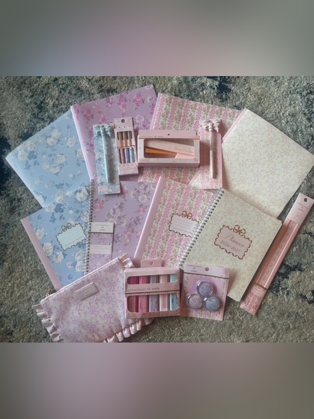 LoveShackFancy folders, notebooks, pens, pouch, planner bundle